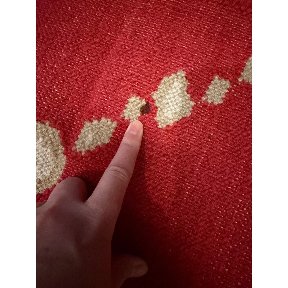 Pottery Barn Dot Dash Indoor Outdoor Runner Rug‎ Red Tan 2.5x9 Geometric 3739596